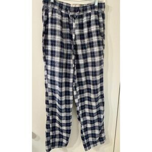 J. CREW Mens Small 100% Cotton Flannel Black & White Plaid Pajama & Lounge Pants